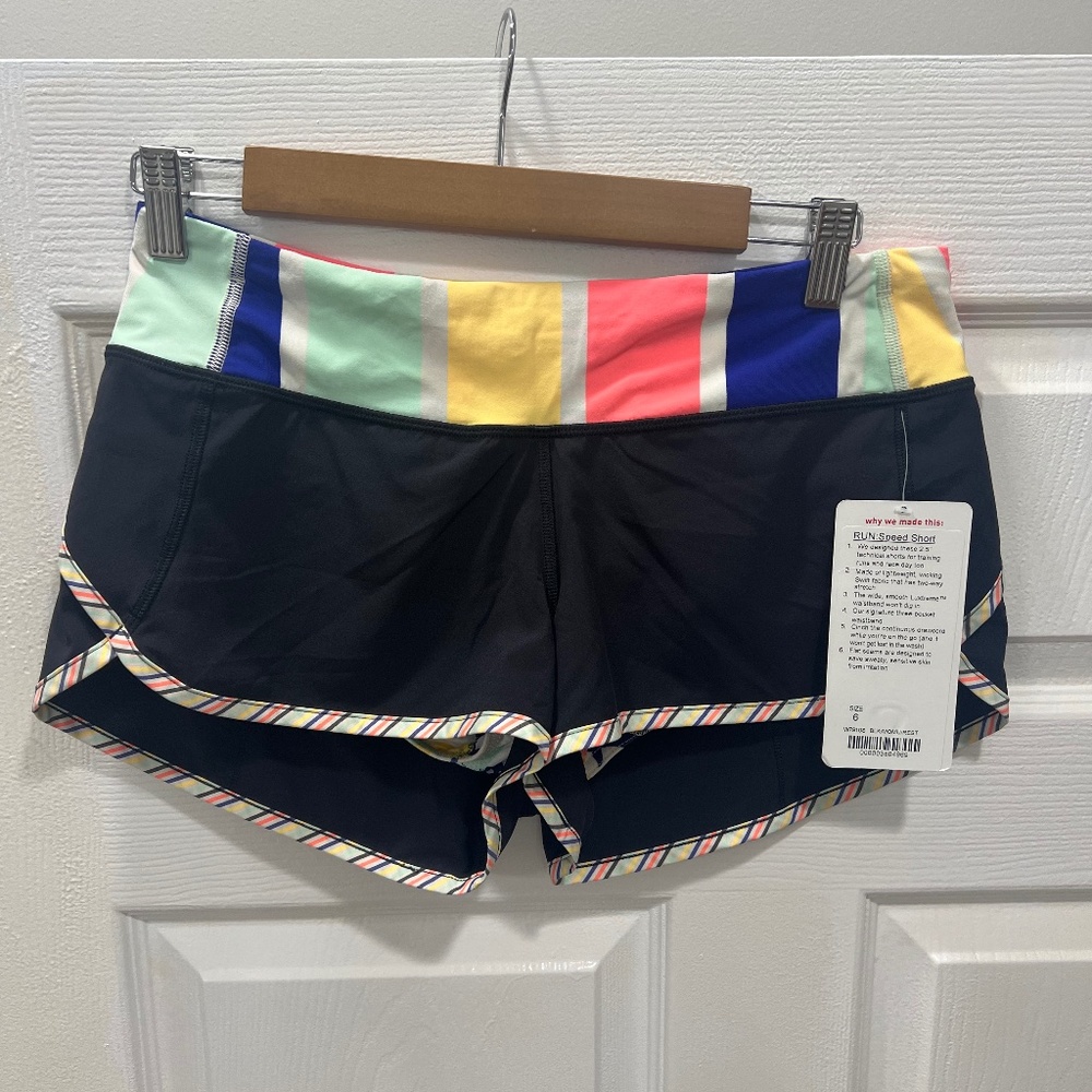 Lululemon Run: RARE Speed Short SeaWheeze Mountie Stripe Edge  size 6